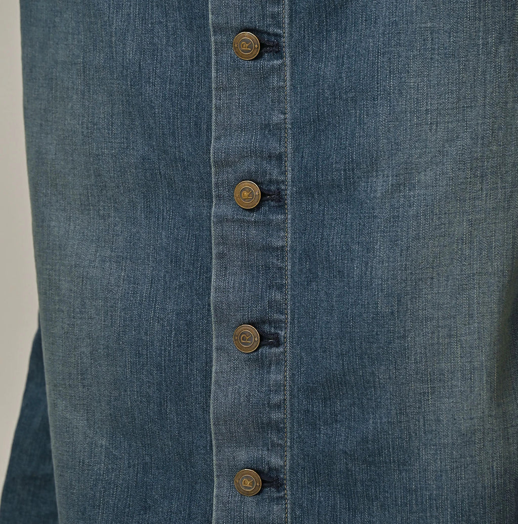 Mugihiko Denim Bell Skirt Tan Detail