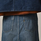 Mugihiko Denim Bell Skirt Tan Detail