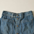 Mugihiko Denim Bell Skirt Tan Detail