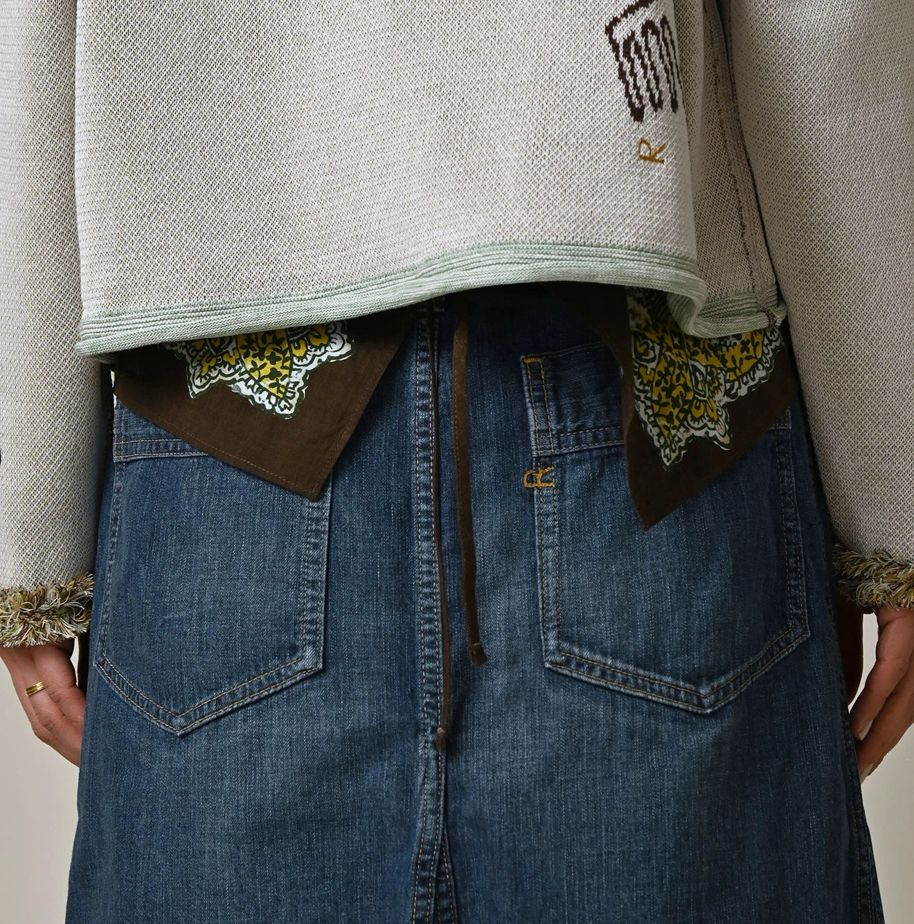 Mugihiko Denim Bell Skirt Zyu Detail