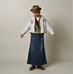 Mugihiko Denim Bell Skirt Zyu Female Model