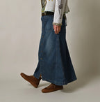 Mugihiko Denim Bell Skirt Zyu Female Model