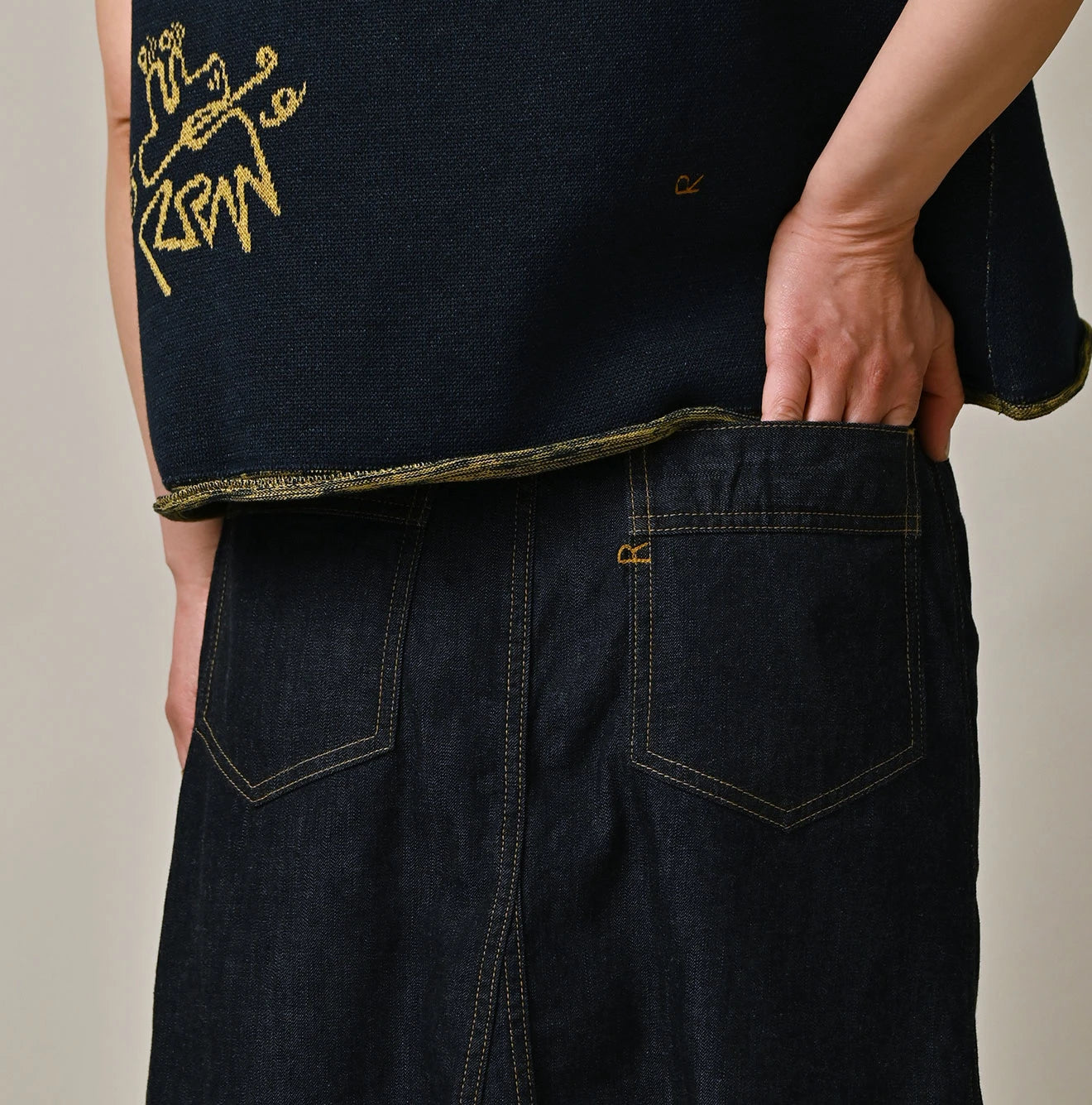 Mugihiko Denim Bell Skirt Nou Detail