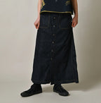 Mugihiko Denim Bell Skirt Nou Female Model