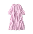 45 Plant Dyed Indian Linen Tuck Dress Raspberry