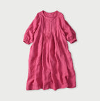 45 Plant Dyed Indian Linen Tuck Dress Strawberry