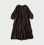 45 Plant Dyed Indian Linen Tuck Dress Walnut