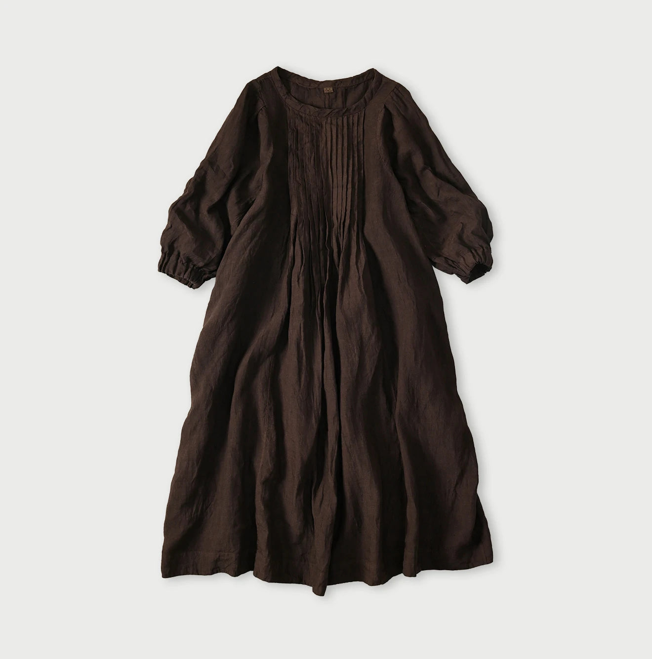 45 Plant Dyed Indian Linen Tuck Dress Walnut