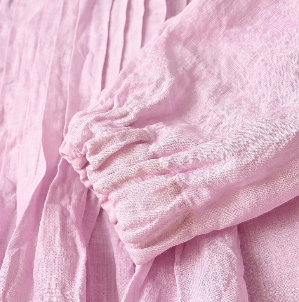 45 Plant Dyed Indian Linen Tuck Dress Detail