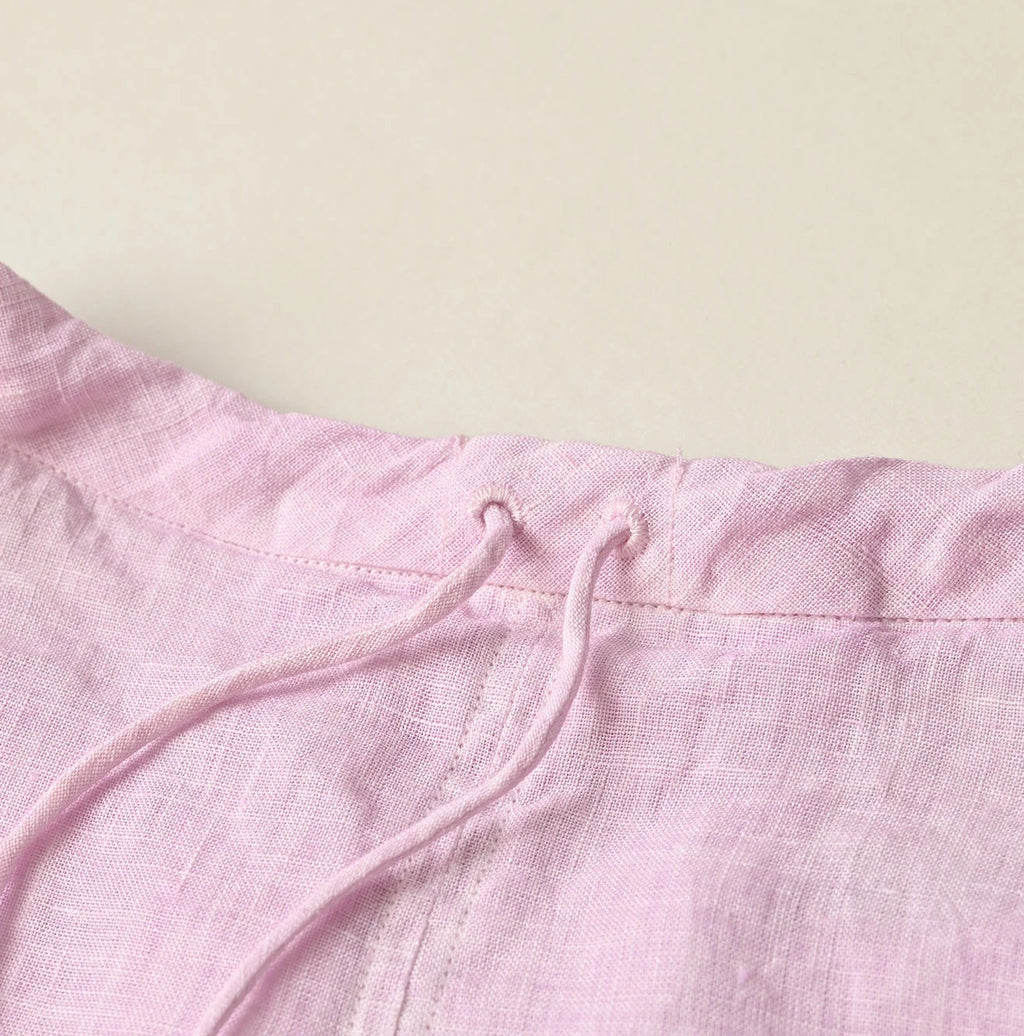 45 Plant Dyed Indian Linen Tuck Dress Detail