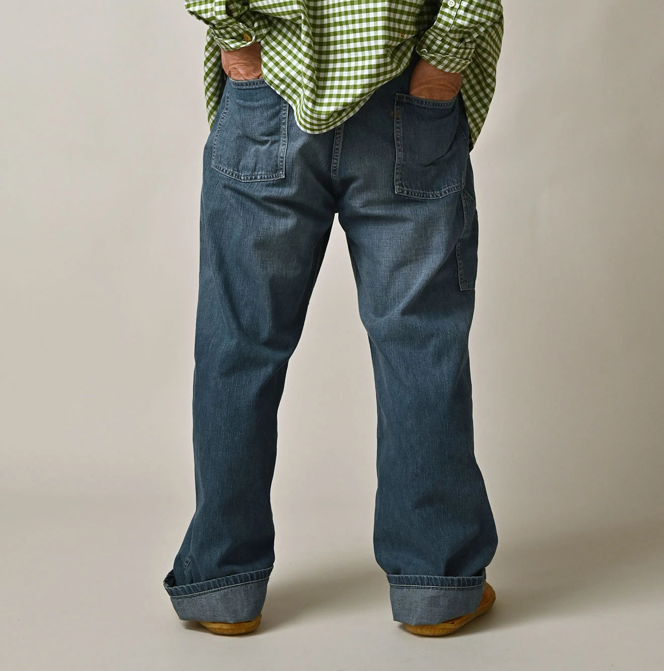 Mugihiko Denim 908 Painter Pants Tan Male Model