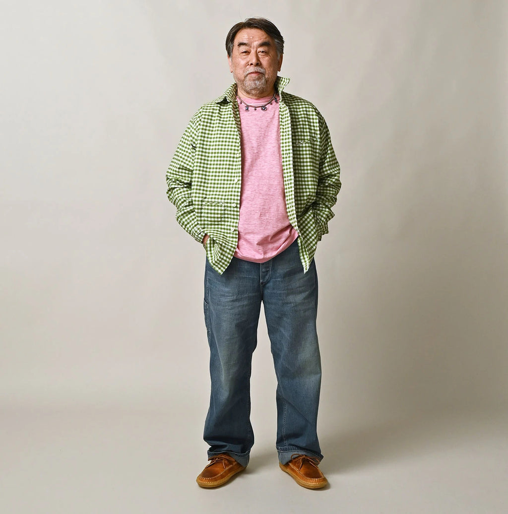 Mugihiko Denim 908 Painter Pants Tan Male Model
