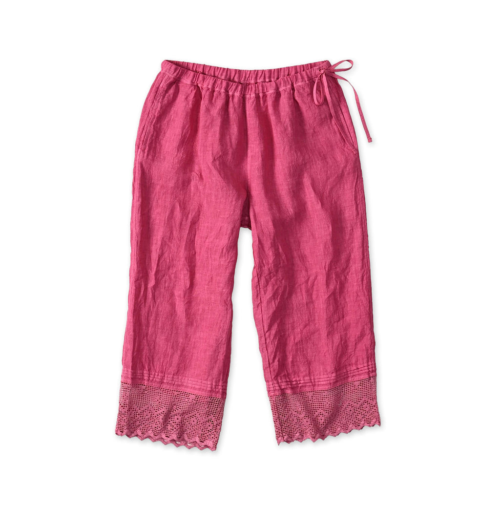 45 Plant Dyed Indian Linen Petit Pants Strawberry