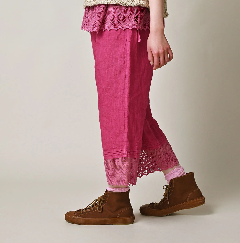 45 Plant Dyed Indian Linen Petit Pants Female Model