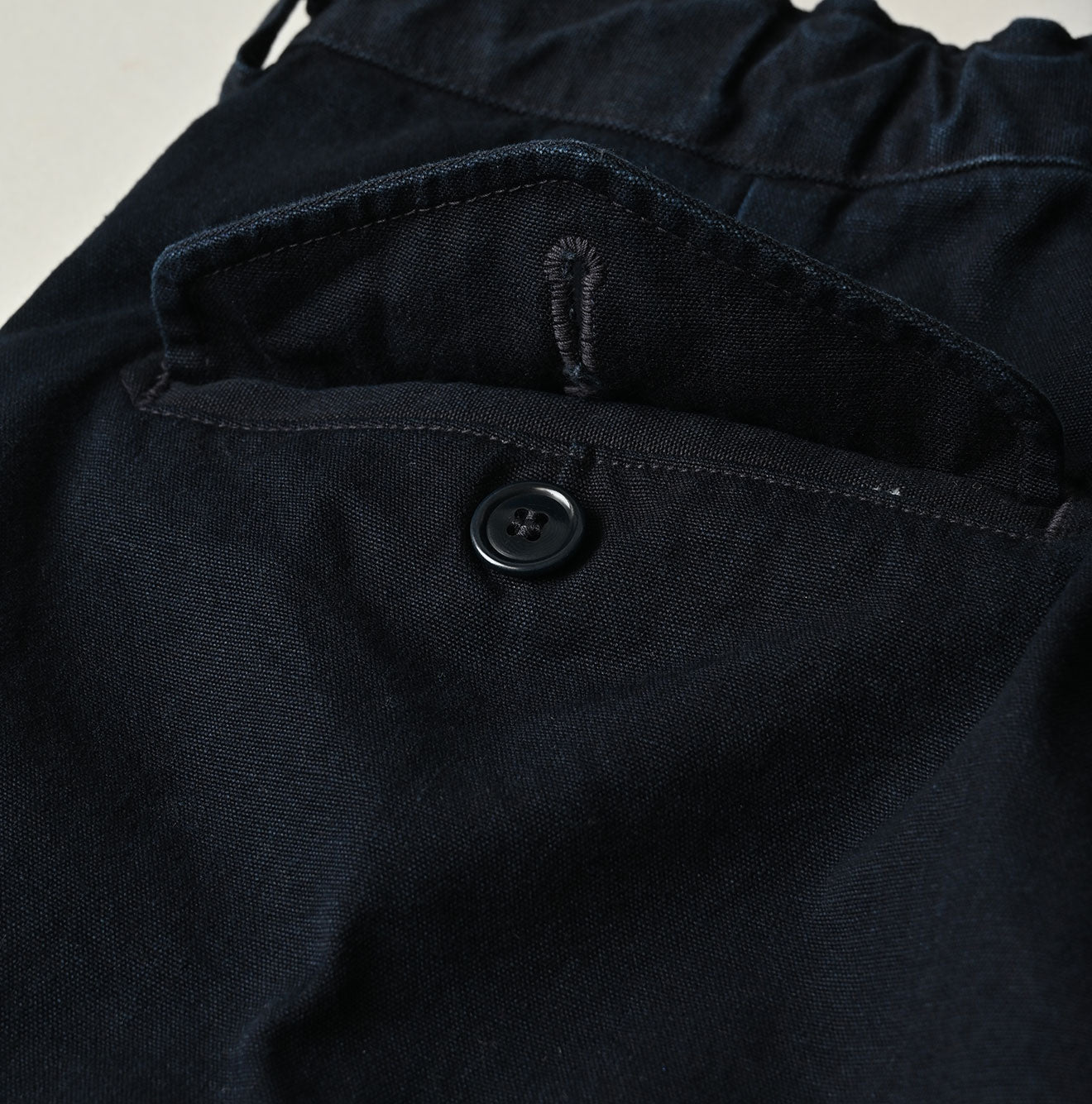 Indigo High Density Duck 908 Peg Short Pants Detail