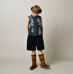 Indigo High Density Duck 908 Peg Short Pants Female Model