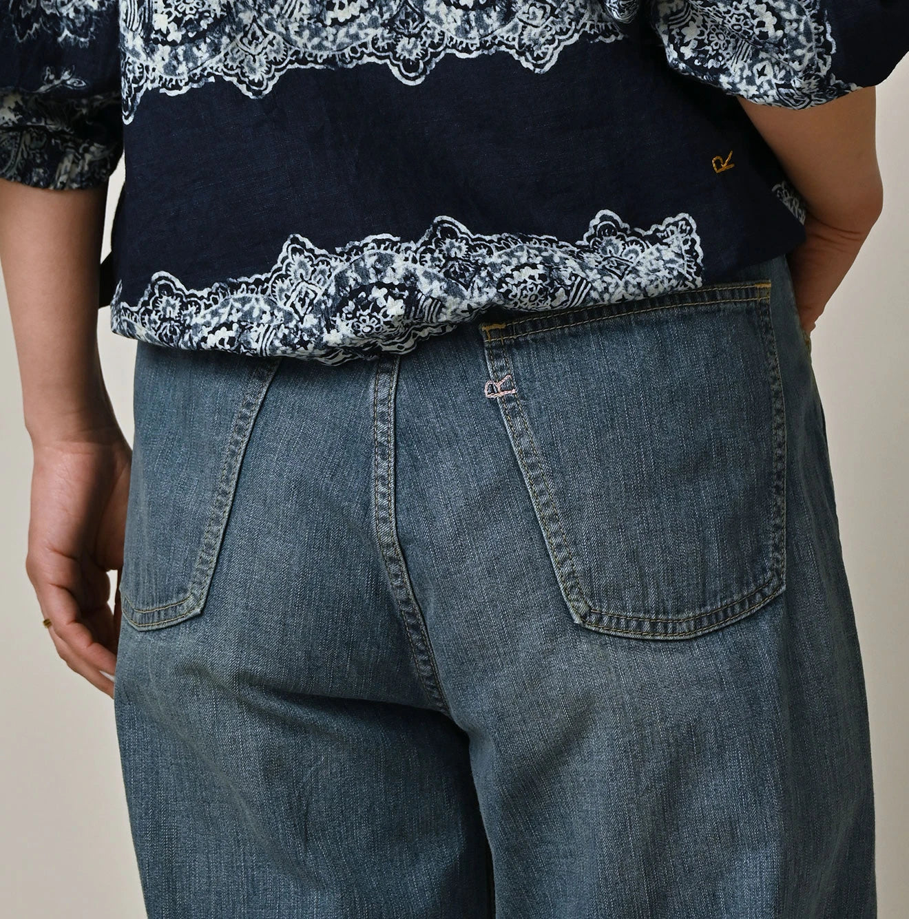Mugihiko Denim Charlotte 5 Tan Detail