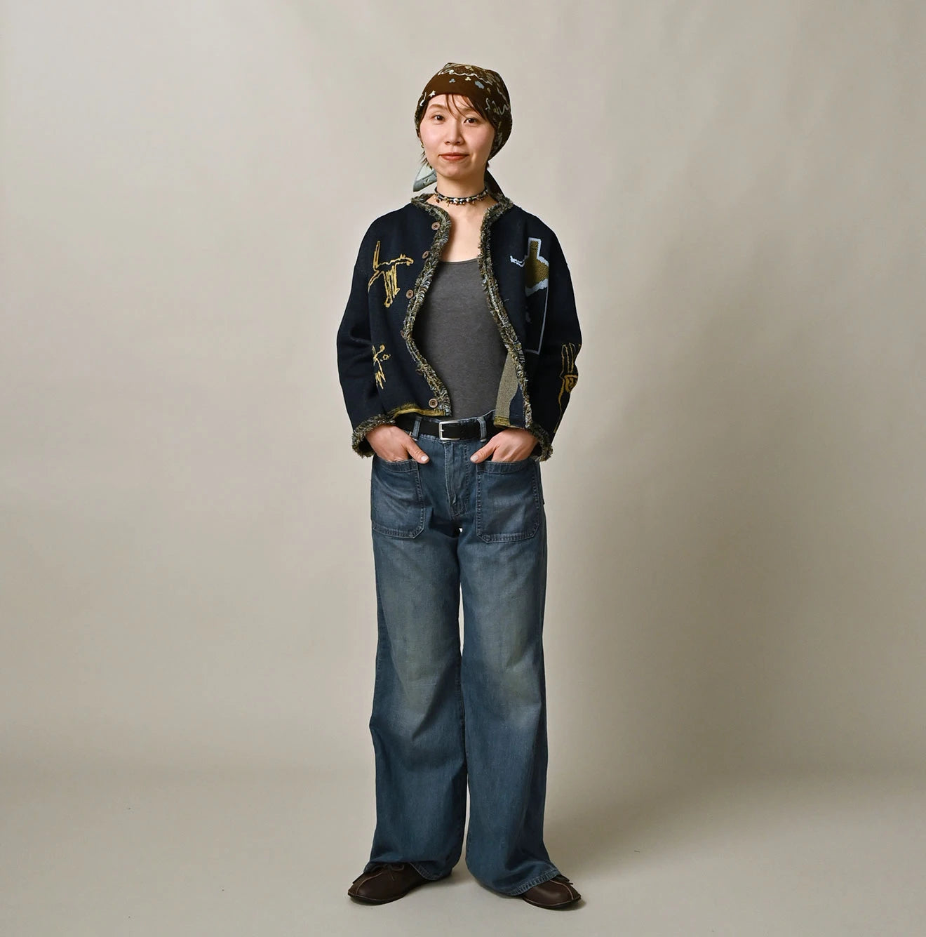 Mugihiko Denim Hippie Bachihime Tan Female Model