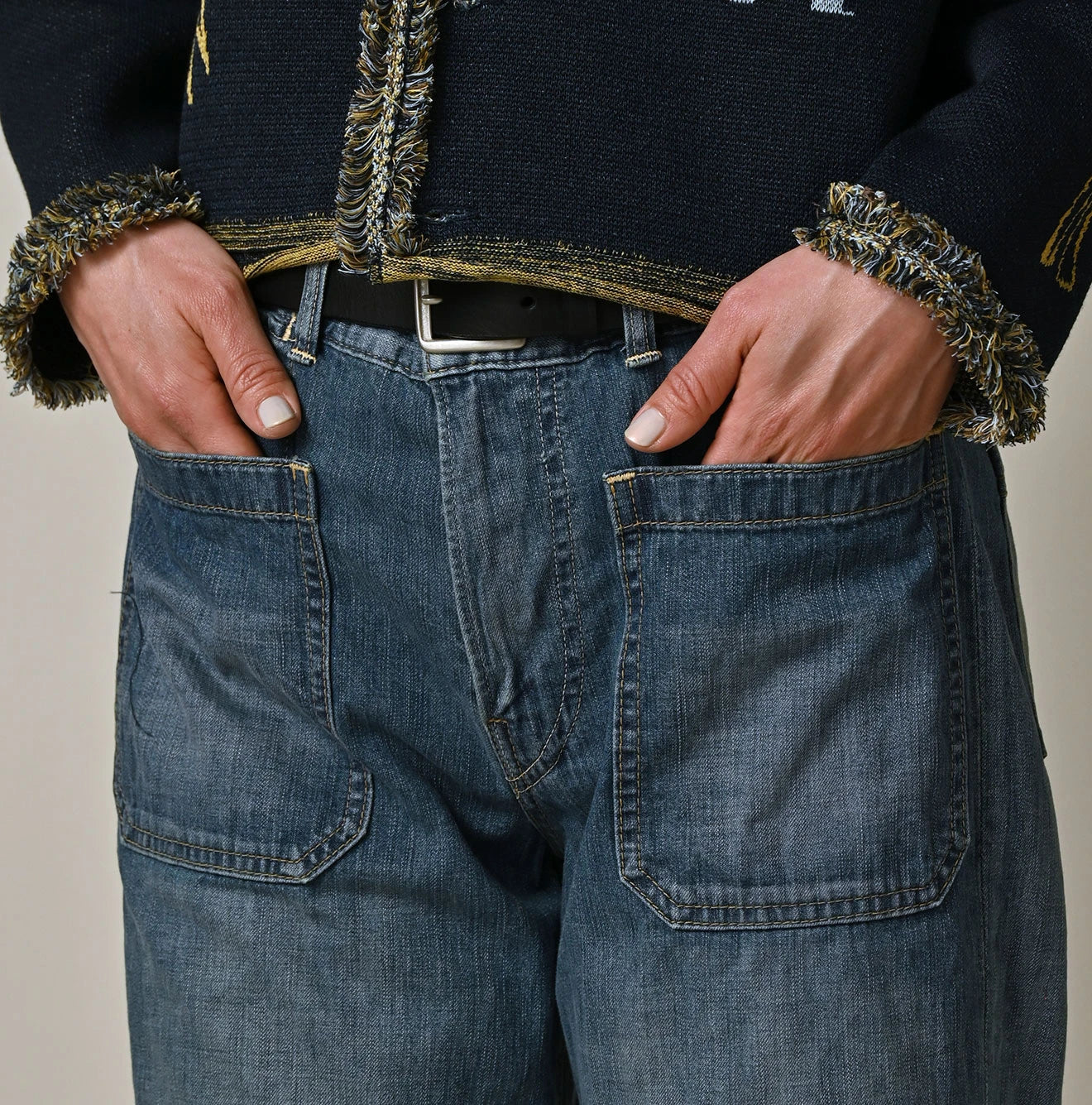 Mugihiko Denim Hippie Bachihime Tan Detail