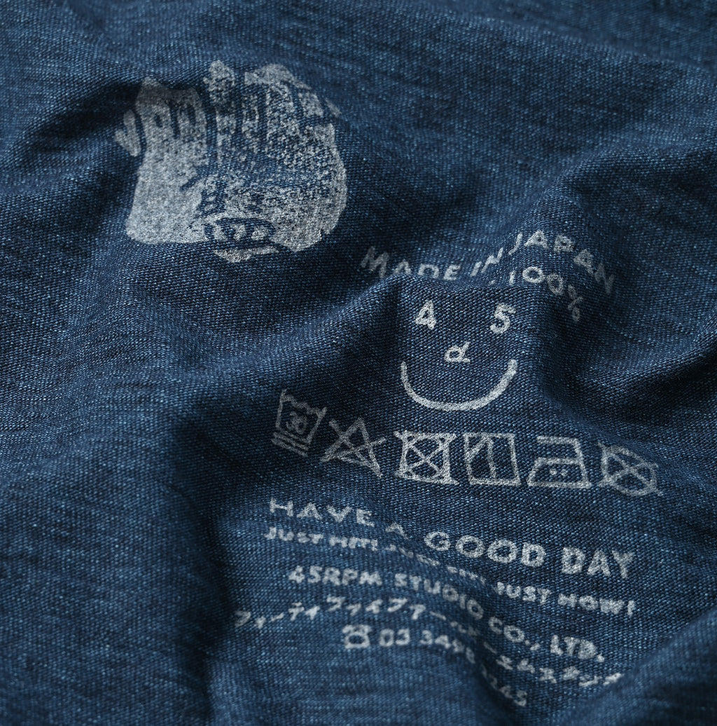Indigo Tenjiku 908 Ocean T-shirt Nou Detail