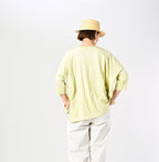 Plant Dyed Tenjiku Big Slit T-shirt Female Model