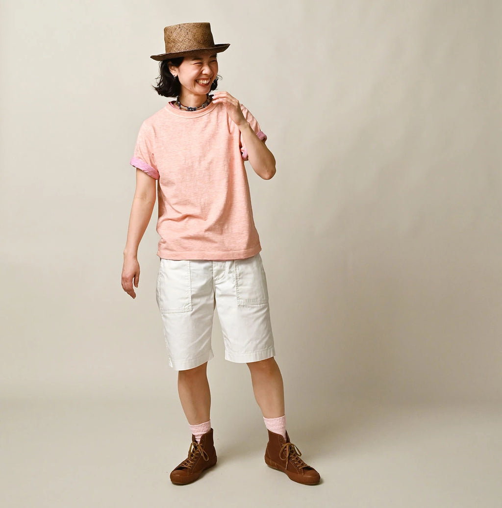 Plant Dyed Tenjiku 45 Star 908 T-shirt Female Model