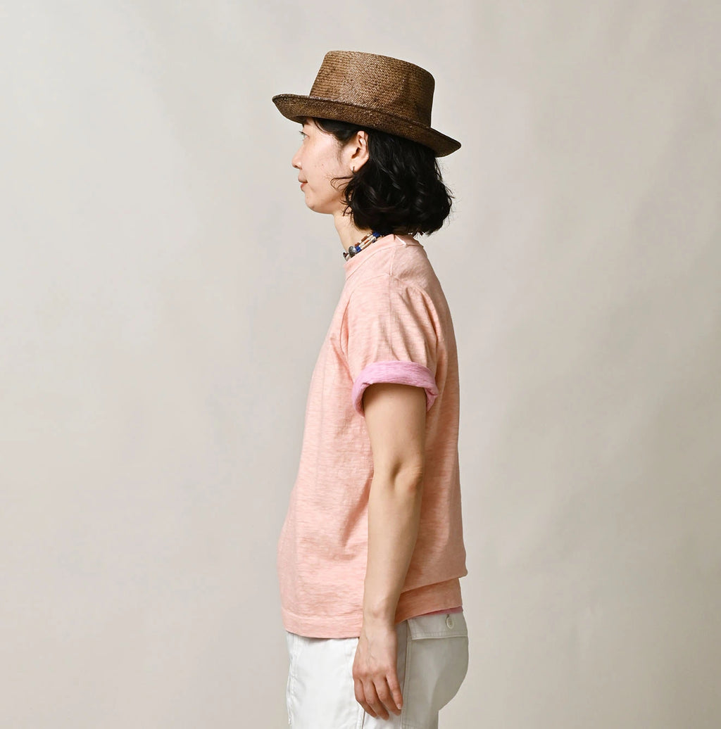 Plant Dyed Tenjiku 45 Star 908 T-shirt Female Model