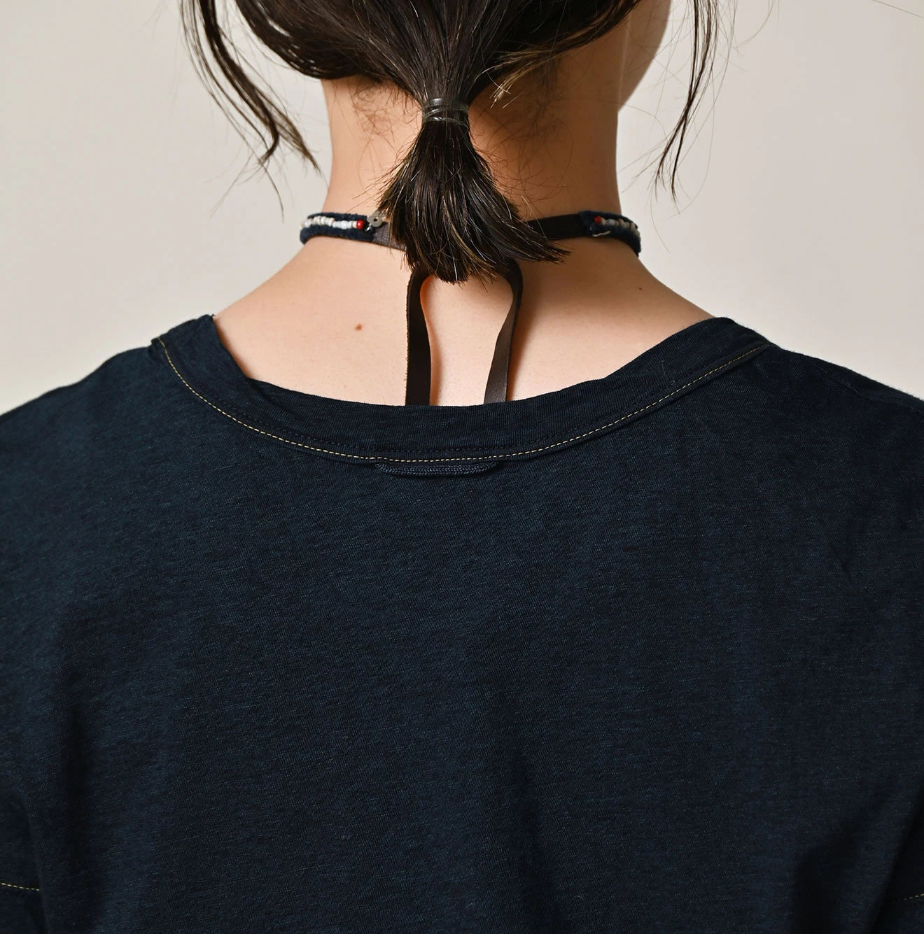 Indigo Thin Tenjiku Petit T-shirt Detail