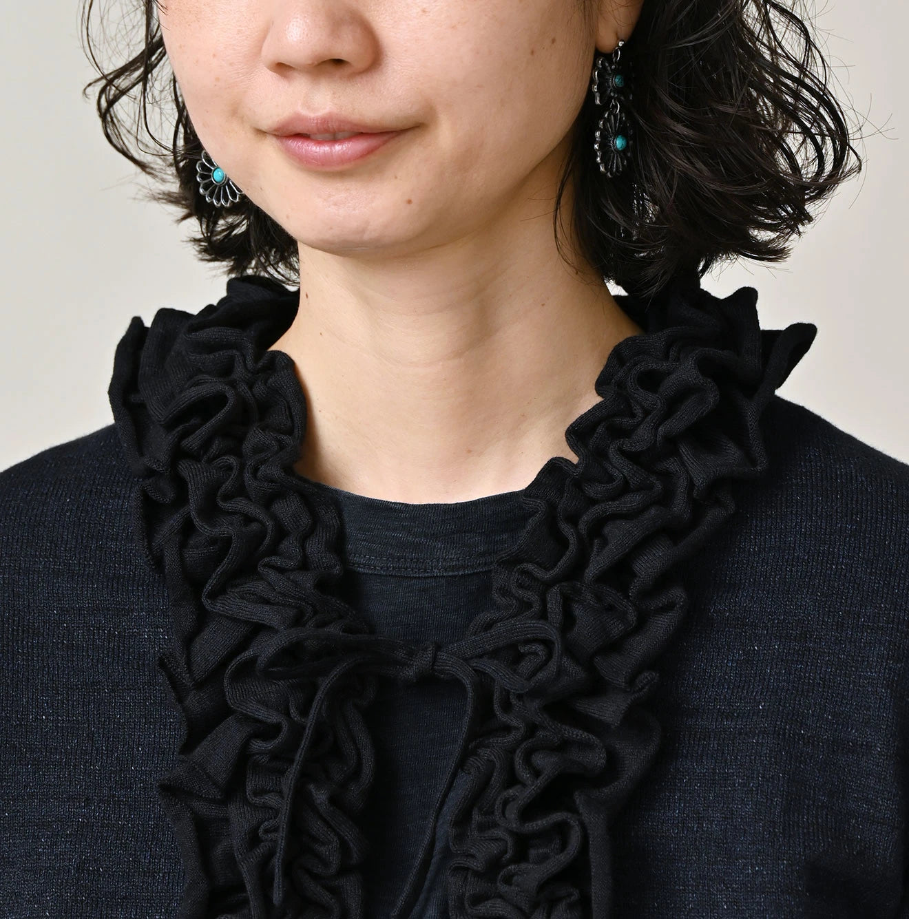Indigo Dekoboko Knitsew Bolero Detail