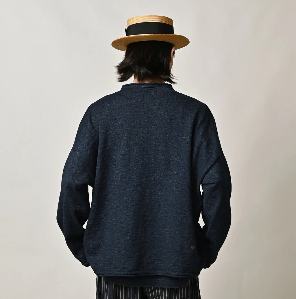 Indigo Dekoboko Knitsew 908 Uma Pull Male Model