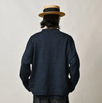 Indigo Dekoboko Knitsew 908 Uma Pull Male Model