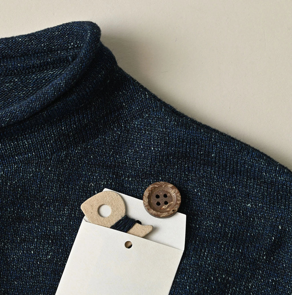 Indigo Dekoboko Knitsew 908 Uma Pull Detail