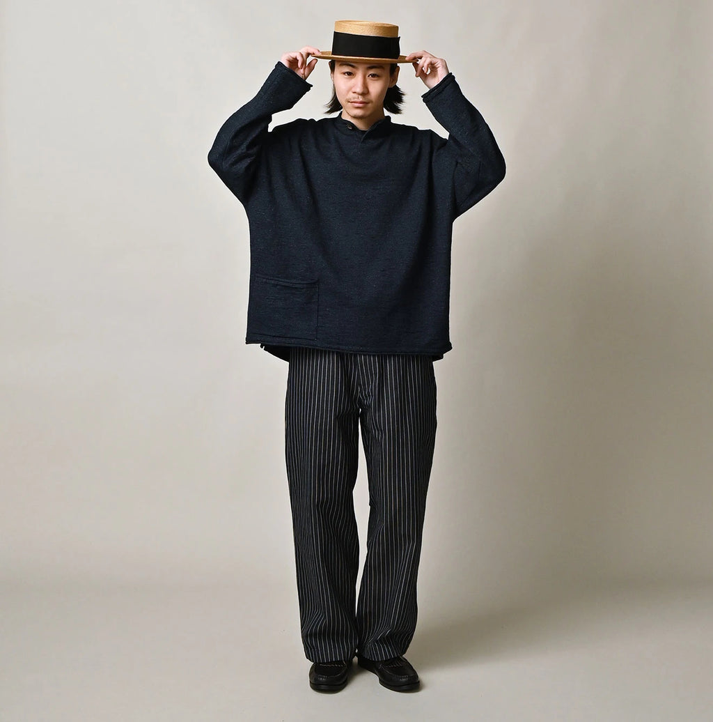 Indigo Dekoboko Knitsew 908 Uma Pull Male Model