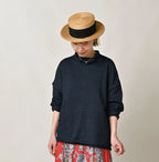 Indigo Dekoboko Knitsew 908 Uma Pull Female Model