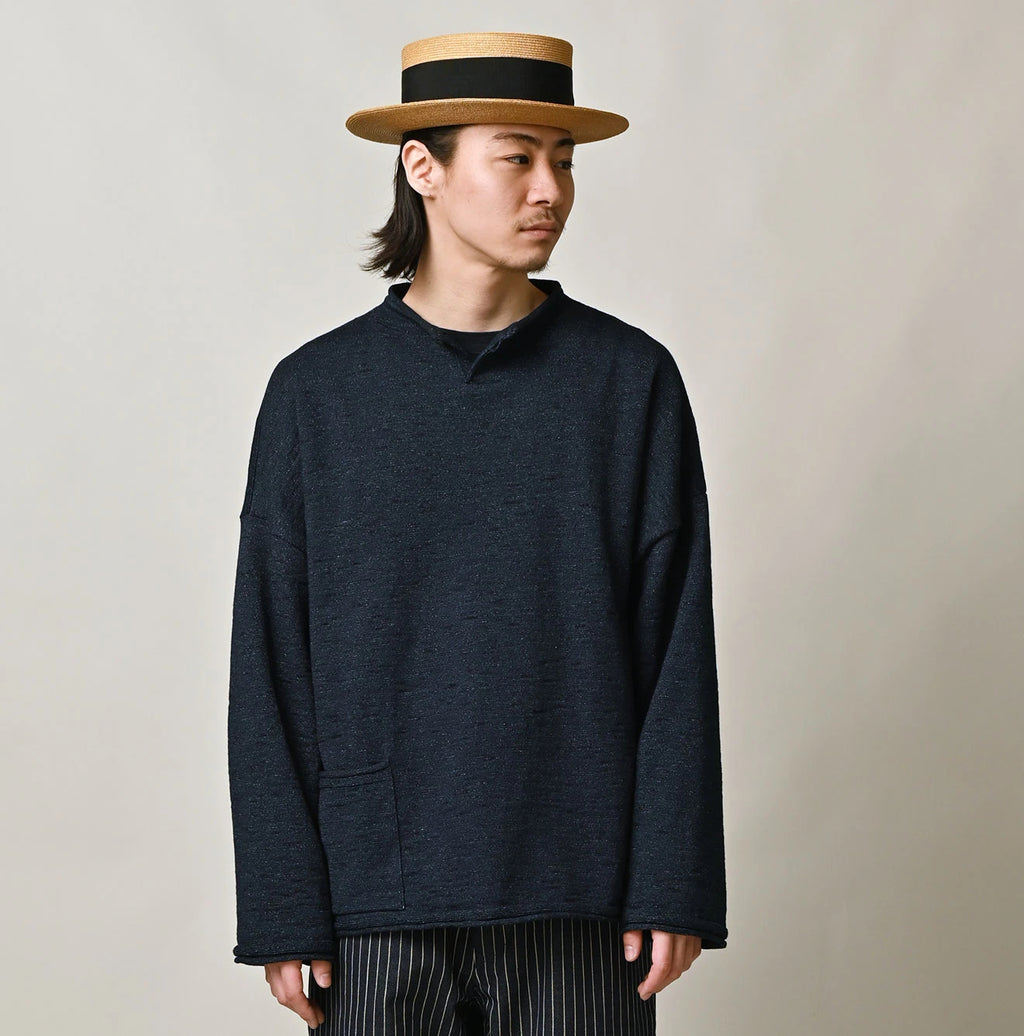 Indigo Dekoboko Knitsew 908 Uma Pull Male Model