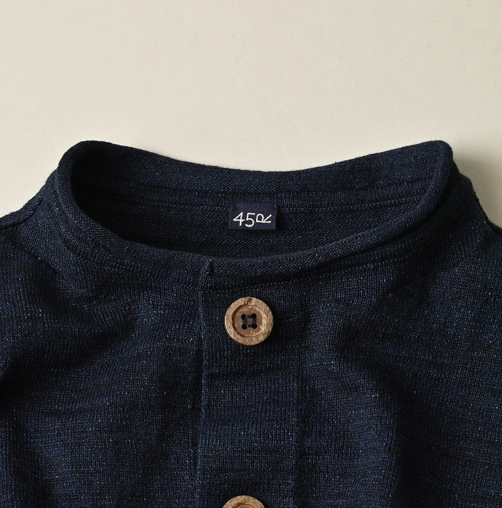Indigo Dekoboko Knitsew 908 Cardigan Detail