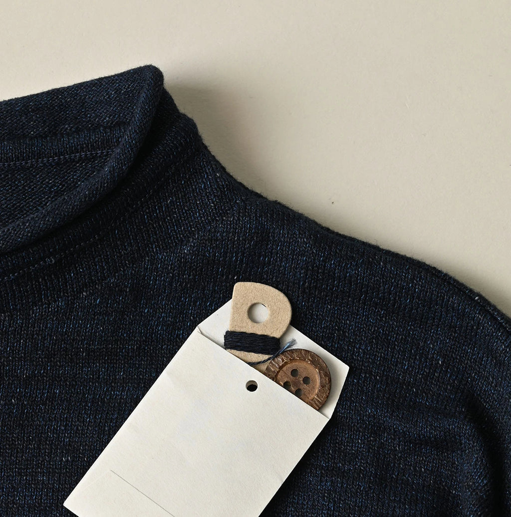 Indigo Dekoboko Knitsew 908 Cardigan Detail