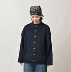 Indigo Dekoboko Knitsew 908 Cardigan Female Model