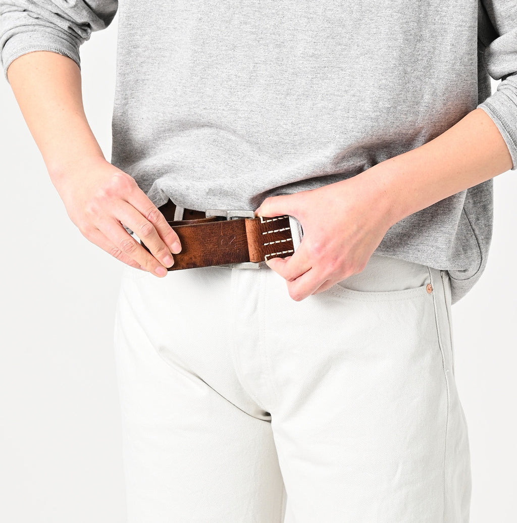 Vintage Leather Belt Wide Female Model
