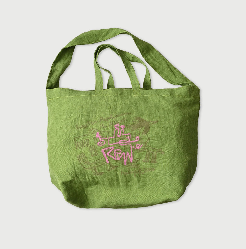 Indian Linen Nasuppie-kun 45 Star Tote Large Yellow Green
