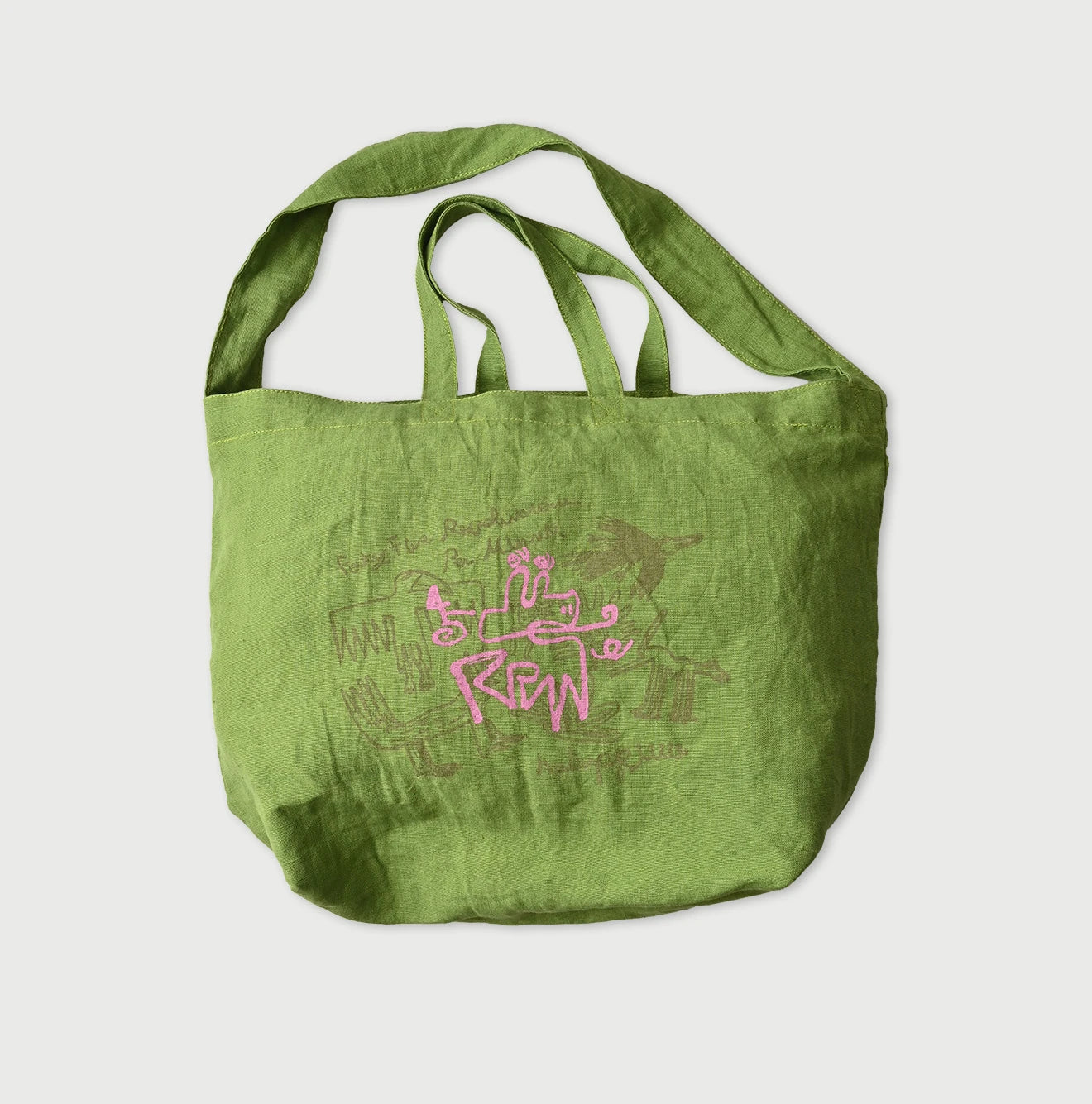 Indian Linen Nasuppie-kun 45 Star Tote Large Yellow Green