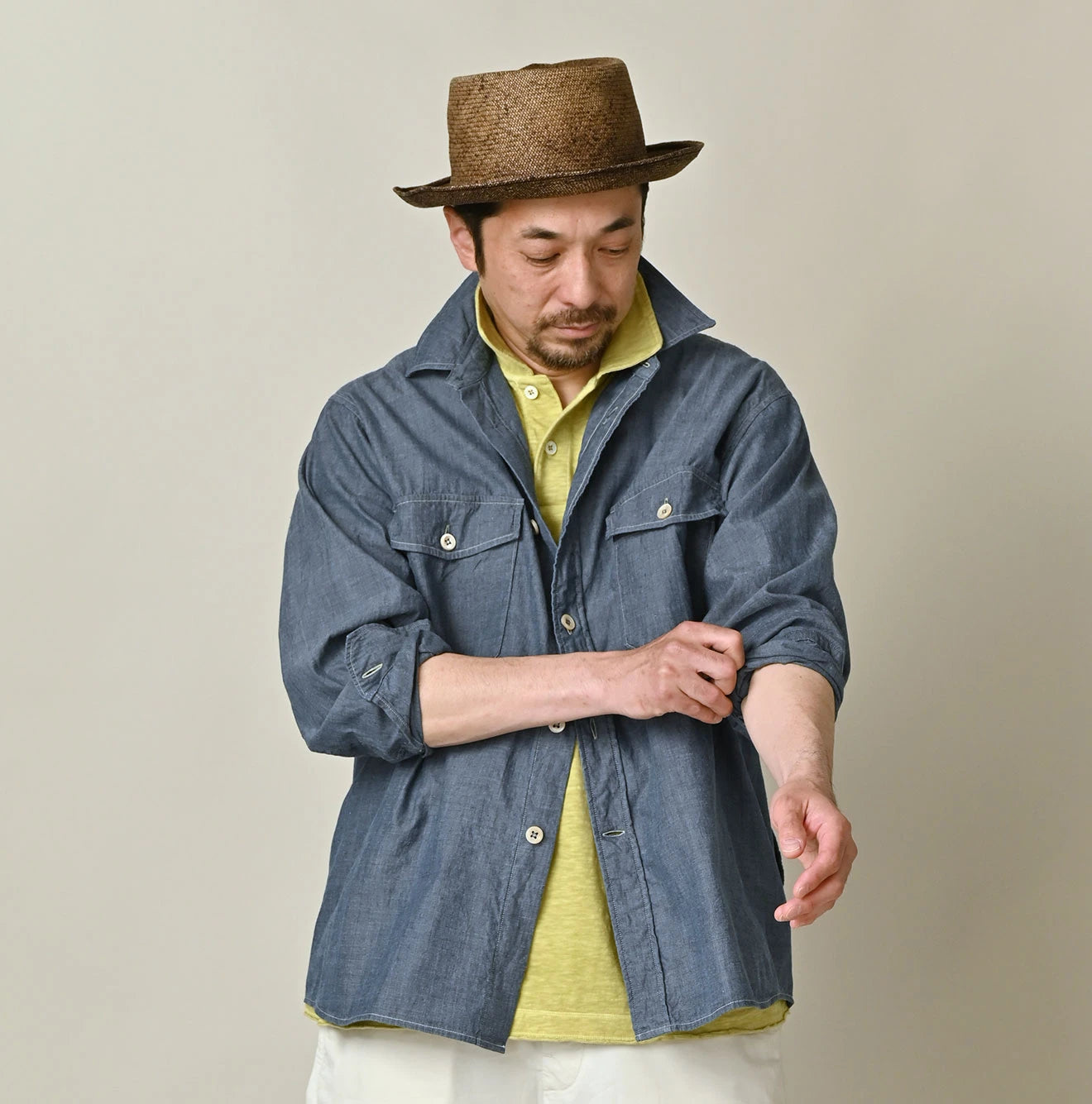 Indigo Khadi OX 908 Cruise Shirt Male Model