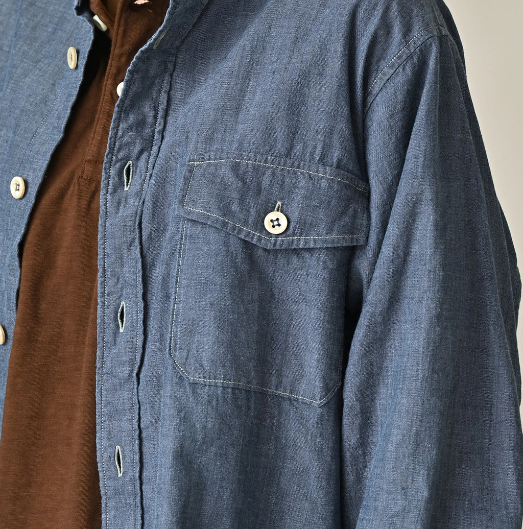 Indigo Khadi OX 908 Cruise Shirt Detail