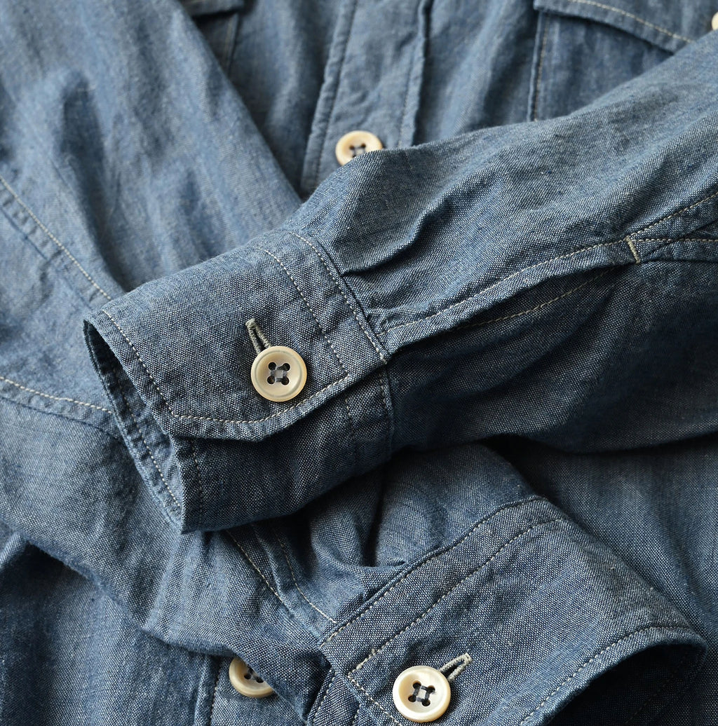 Indigo Khadi OX 908 Cruise Shirt Detail