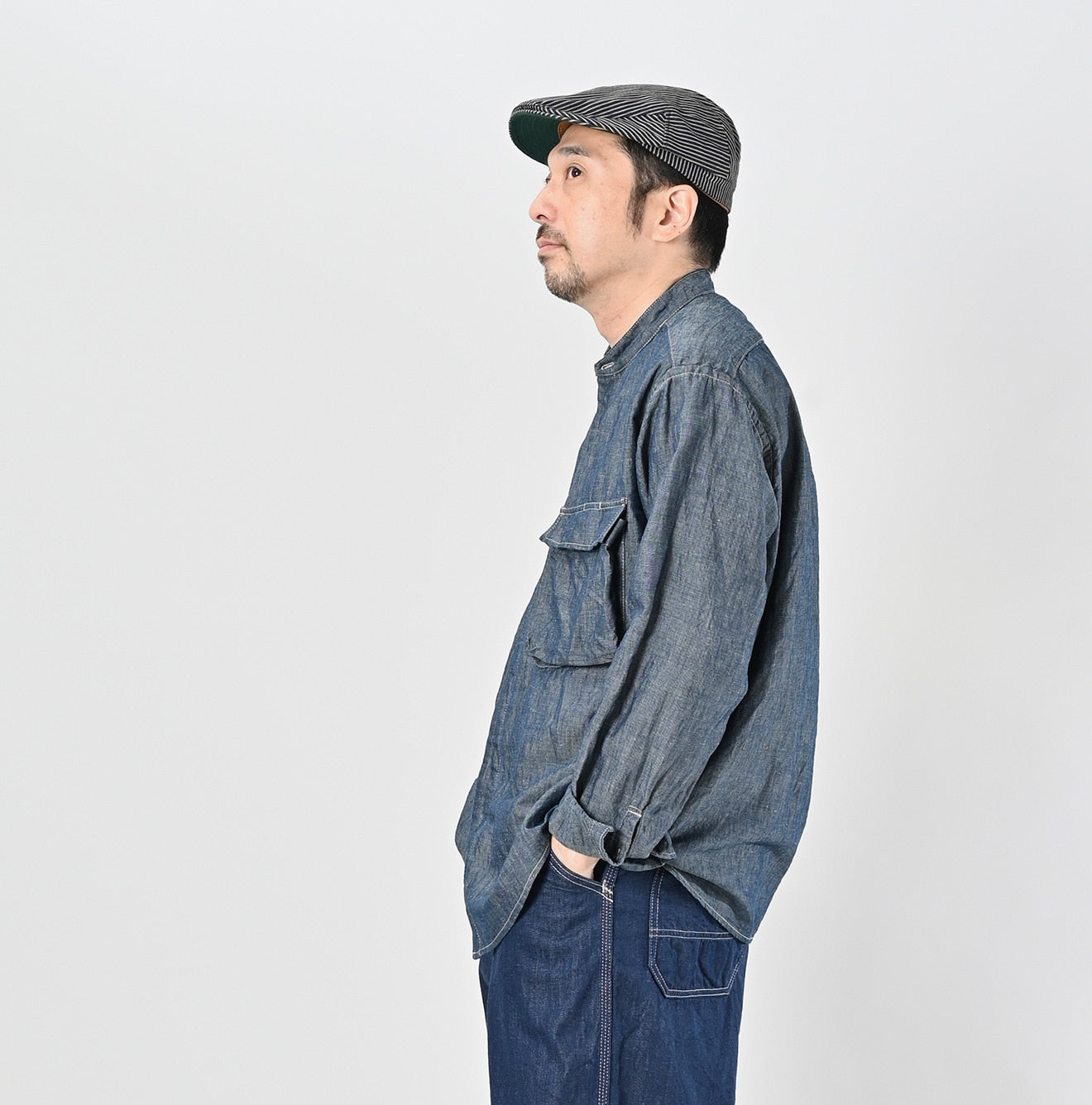 Cotton Linen Ruri Dungaree 908 Neem Shirt Nou Male Model