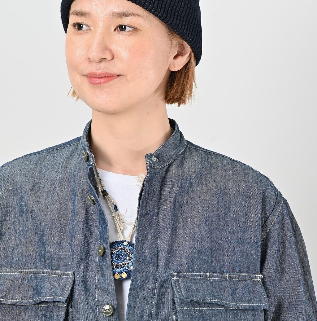 Cotton Linen Ruri Dungaree 908 Neem Shirt Nou Detail