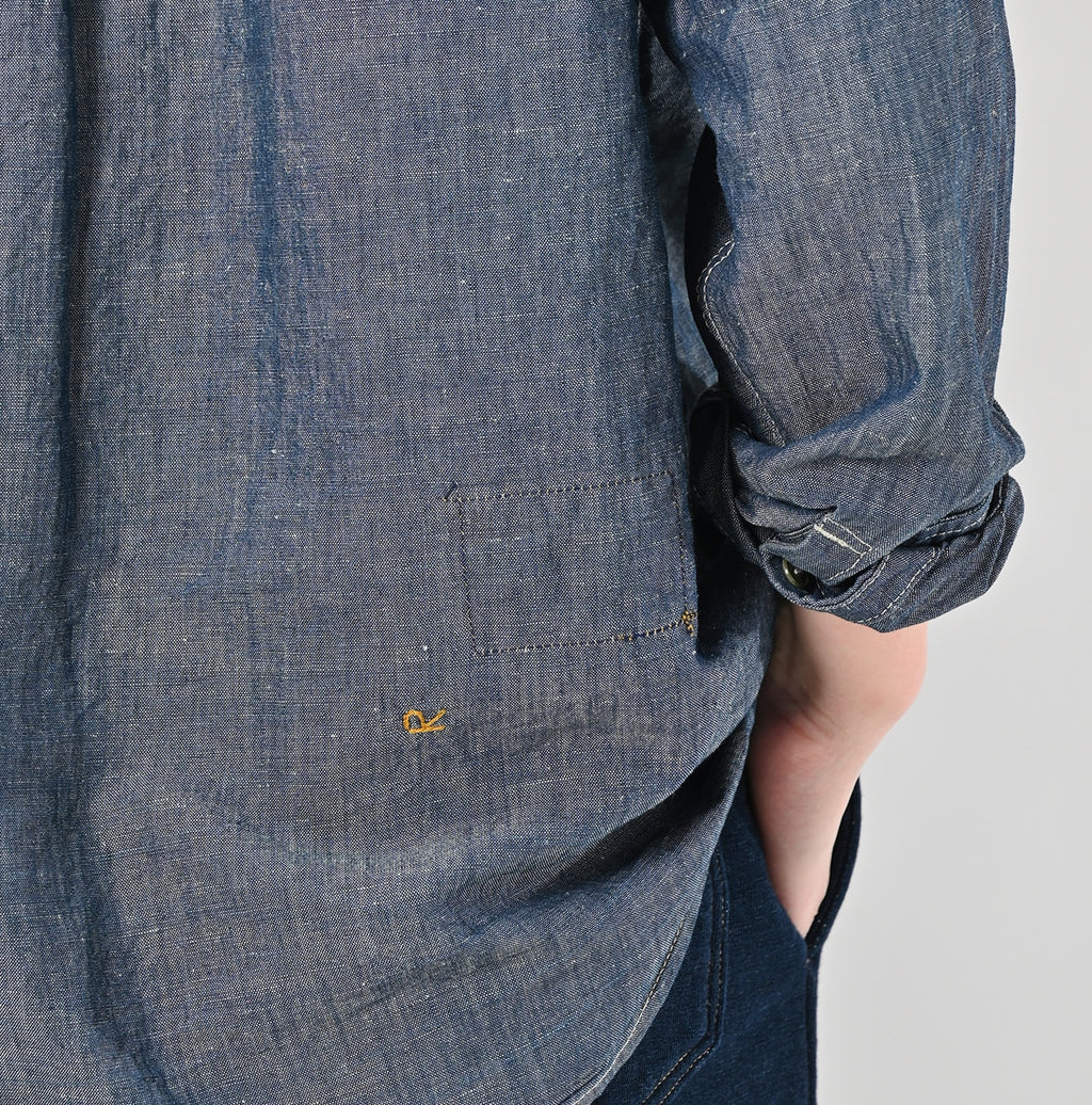 Cotton Linen Ruri Dungaree 908 Neem Shirt Nou Detail