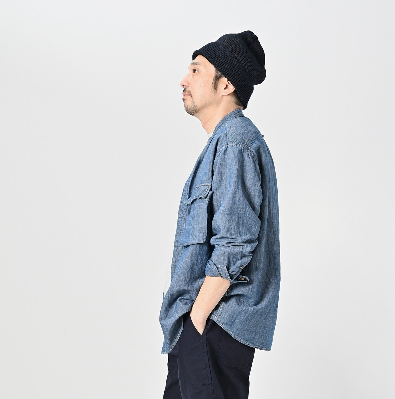 Cotton Linen Ruri Dungaree 908 Neem Shirt Zyu Male Model