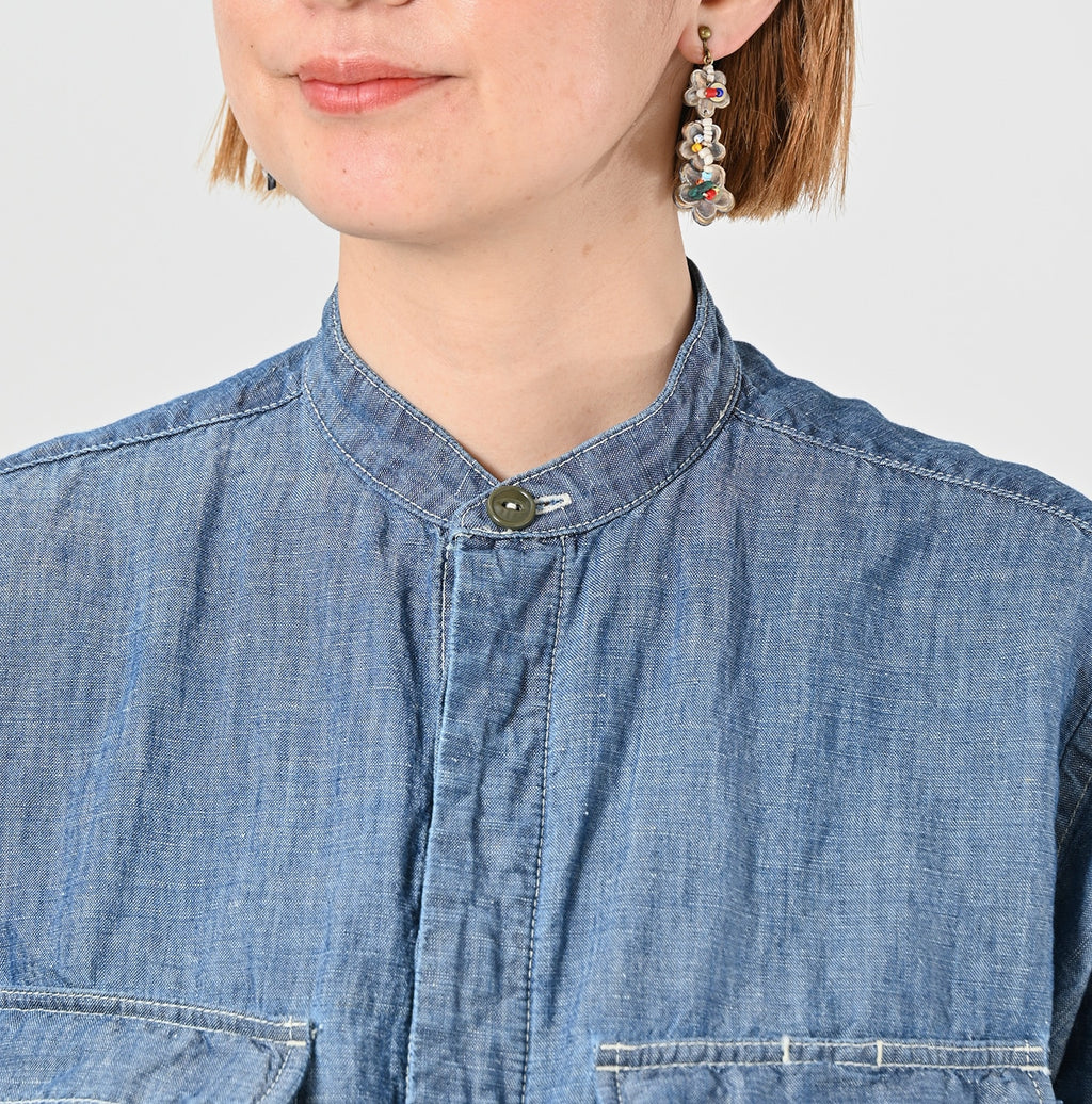 Cotton Linen Ruri Dungaree 908 Neem Shirt Zyu Detail