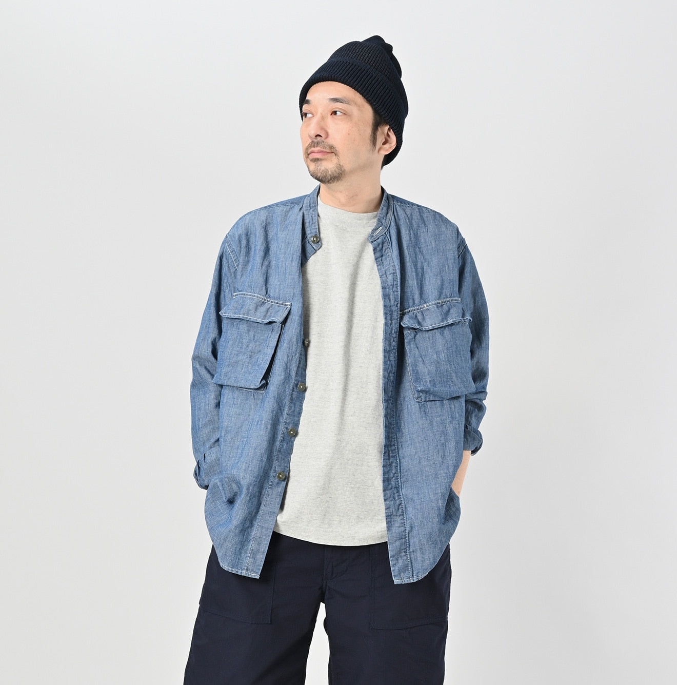 Cotton Linen Ruri Dungaree 908 Neem Shirt Zyu Male Model